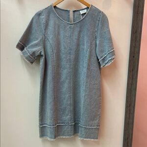 Very J Blue Denim Frayed Dress